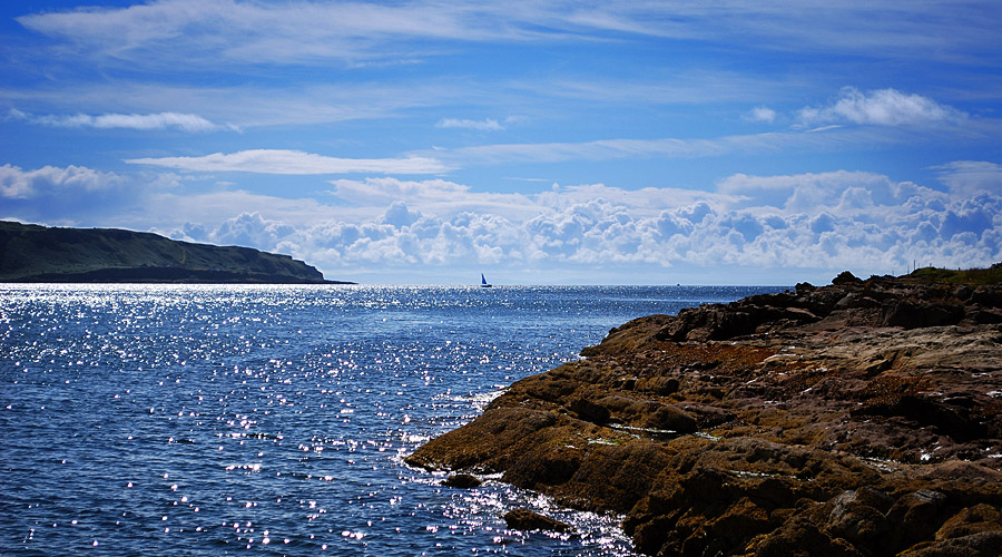 small boat in the distance